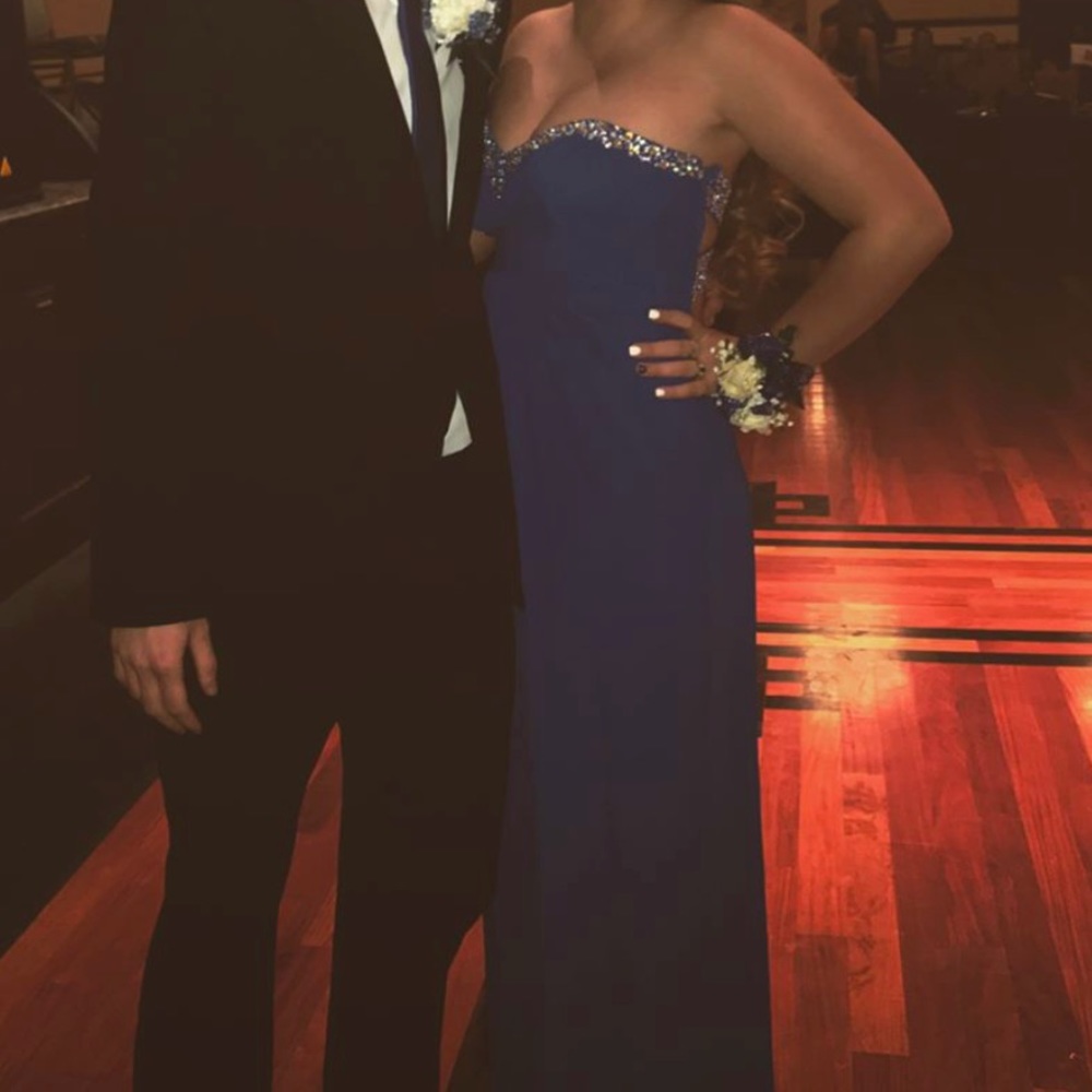 Strapless Royal Blue Prom Dress